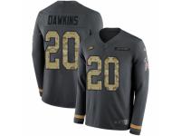 Men Nike Philadelphia Eagles #20 Brian Dawkins Limited Black Salute to Service Therma Long Sleeve NFL Jersey
