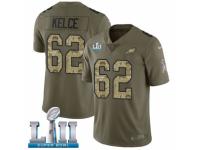 Men Nike Philadelphia Eagles #62 Jason Kelce Limited Olive/Camo 2017 Salute to Service Super Bowl LII NFL Jersey