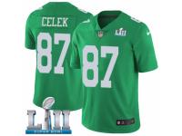 Men Nike Philadelphia Eagles #87 Brent Celek Limited Green Rush Vapor Untouchable Super Bowl LII NFL Jersey