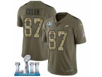 Men Nike Philadelphia Eagles #87 Brent Celek Limited Olive/Camo 2017 Salute to Service Super Bowl LII NFL Jersey