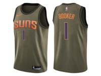 Men Nike Phoenix Suns #1 Devin Booker Swingman Green Salute to Service NBA Jersey