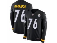 Men Nike Pittsburgh Steelers #76 Chukwuma Okorafor Limited Black Therma Long Sleeve NFL Jersey