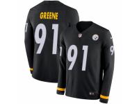Men Nike Pittsburgh Steelers #91 Kevin Greene Limited Black Therma Long Sleeve NFL Jersey