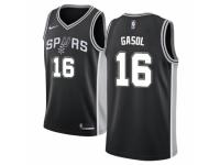Men Nike San Antonio Spurs #16 Pau Gasol  Black Road NBA Jersey - Icon Edition