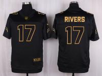 Men Nike San Diego Chargers #17 Philip Rivers Pro Line Black Gold Collection Jersey