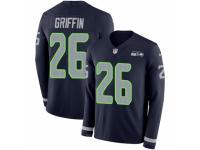 Men Nike Seattle Seahawks #26 Shaquill Griffin Limited Navy Blue Therma Long Sleeve NFL Jersey