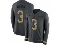 Men Nike Seattle Seahawks #3 Russell Wilson Limited Black Salute to Service Therma Long Sleeve NFL Jersey