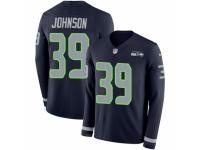 Men Nike Seattle Seahawks #39 Dontae Johnson Limited Navy Blue Therma Long Sleeve NFL Jersey