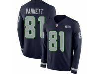 Men Nike Seattle Seahawks #81 Nick Vannett Limited Navy Blue Therma Long Sleeve NFL Jersey