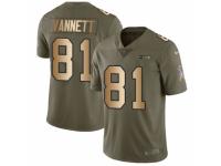Men Nike Seattle Seahawks #81 Nick Vannett Limited Olive/Gold 2017 Salute to Service NFL Jersey