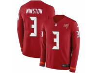 Men Nike Tampa Bay Buccaneers #3 Jameis Winston Limited Red Therma Long Sleeve NFL Jersey