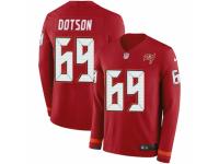 Men Nike Tampa Bay Buccaneers #69 Demar Dotson Limited Red Therma Long Sleeve NFL Jersey