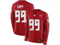 Men Nike Tampa Bay Buccaneers #99 Warren Sapp Limited Red Therma Long Sleeve NFL Jersey