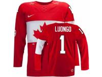 Men Nike Team Canada #1 Roberto Luongo Premier Red Away 2014 Olympic Hockey Jersey