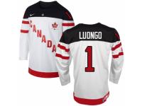 Men Nike Team Canada #1 Roberto Luongo Premier White 100th Anniversary Olympic Hockey Jersey