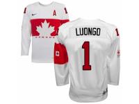 Men Nike Team Canada #1 Roberto Luongo Premier White Home 2014 Olympic Hockey Jersey