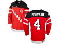 Men Nike Team Canada #4 Jean Beliveau Premier Red 100th Anniversary Olympic Hockey Jersey