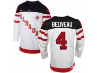 Men Nike Team Canada #4 Jean Beliveau Premier White 100th Anniversary Olympic Hockey Jersey