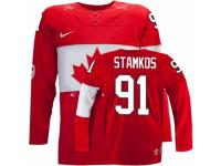 Men Nike Team Canada #91 Steven Stamkos Premier Red Away 2014 Olympic Hockey Jersey