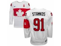 Men Nike Team Canada #91 Steven Stamkos Premier White Home 2014 Olympic Hockey Jersey