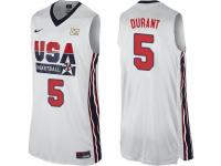 Men Nike Team USA #5 Kevin Durant Swingman White 2012 Olympic Retro Basketball Jersey