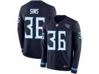 Men Nike Tennessee Titans #36 LeShaun Sims Limited Navy Blue Therma Long Sleeve NFL Jersey