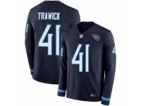 Men Nike Tennessee Titans #41 Brynden Trawick Limited Navy Blue Therma Long Sleeve NFL Jersey