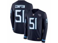 Men Nike Tennessee Titans #51 Will Compton Limited Navy Blue Therma Long Sleeve NFL Jersey