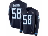 Men Nike Tennessee Titans #58 Harold Landry Limited Navy Blue Therma Long Sleeve NFL Jersey