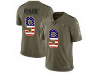 Men Nike Tennessee Titans #9 Steve McNair Limited Olive/USA Flag 2017 Salute to Service NFL Jersey