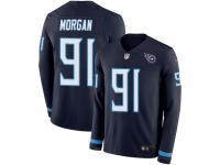 Men Nike Tennessee Titans #91 Derrick Morgan Limited Navy Blue Therma Long Sleeve NFL Jersey