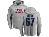 Men Nike Trent Brown Heather Gray 2017 AFC Champions - NFL New England Patriots #67 Pullover Hoodie