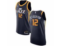 Men Nike Utah Jazz #12 John Stockton Navy Blue Road NBA Jersey - Icon Edition