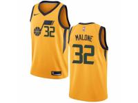Men Nike Utah Jazz #32 Karl Malone  Gold NBA Jersey Statement Edition