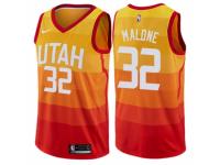 Men Nike Utah Jazz #32 Karl Malone  Orange NBA Jersey - City Edition