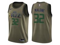 Men Nike Utah Jazz #32 Karl Malone Swingman Green Salute to Service NBA Jersey