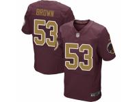 Men Nike Washington Redskins #53 Zach Brown Elite Burgundy Red-Gold Number Alternate 80TH Anniversary NFL Jersey