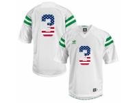 Men Notre Dame Fighting Irish #3 Shamrock Series White Adidas USA Flag College Football Jersey