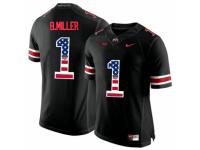 Men Ohio State Buckeyes #1 Braxton Miller Black USA Flag College Football Limited Jersey