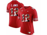 Men Ohio State Buckeyes #12 C.Jones Red With Portrait Print College Football Jersey
