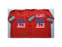 Men Ohio State Buckeyes #15 Ezekiel Elliott Red USA Flag College Jersey