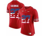 Men Ohio State Buckeyes #27 Eddie George Red USA Flag College Football Limited Jersey
