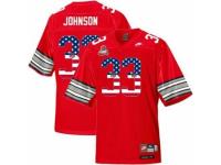 Men Ohio State Buckeyes #33 Pete Johnson Red USA Flag College Football Throwback Jersey
