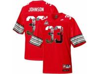 Men Ohio State Buckeyes #33 Pete Johnson Red With Portrait Print College Football Jersey
