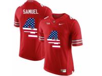 Men Ohio State Buckeyes #4 Curtis Samuel Red USA Flag College Football Limited Jersey