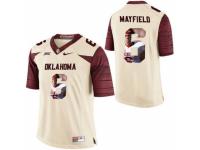 Men Oklahoma Sooners #6 Baker Mayfield Cream With Portrait Print College Football Jersey