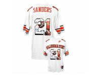 Men Oklahoma State Cowboys #21 Barry Sanders White With Portrait Print College Football Jersey