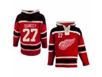 Men Old Time Hockey Detroit Red Wings #27 Kyle Quincey Premier Red Sawyer Hooded Sweatshirt