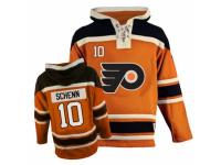 Men Old Time Hockey Philadelphia Flyers #10 Brayden Schenn Premier Orange Sawyer Hooded Sweatshirt