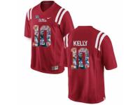 Men Ole Miss Rebels #10 Chad Kelly Red With Portrait Print College Football Jersey